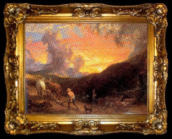 framed  Palmer, Samuel Ploughing at Sunset, ta009-2